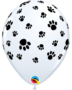 11" White Paw Prints Latex 25pk Qualatex