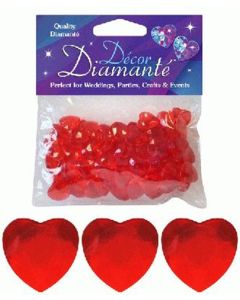 Red Diamante Hearts Decoration 12mm Oaktree