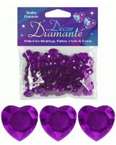 Quartz Purple Diamante Hearts Decoration 12mm Oaktree