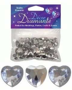 Silver Diamante Hearts Decoration 12mm Oaktree