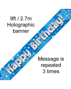 9FT BANNER  B/DAY BLUE HOLO - 624610/1