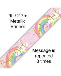9ft Banner Pastel Rainbow Baby Girl Holographic Oaktree