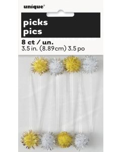 Gold/ Silver Pom Pom Cocktail Picks