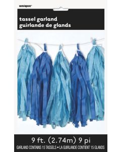 Royal & Light Blue Tissue 9' Tassel Garland Unique