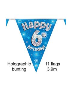  BUNTING 6TH BDAY BLUE HOLO 11 FLAGS 3.9M - 631106/1