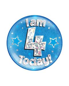 Age 4 Blue Holographic Jumbo Badge Oaktree