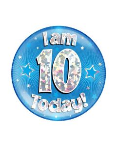 Age 10 Blue Holographic Jumbo Badge Oaktree