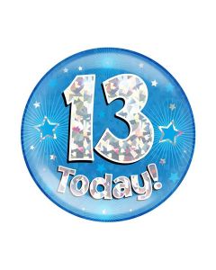 6" Jumbo Badge 13 Today Blue Holographic Cracked Ice - 633452