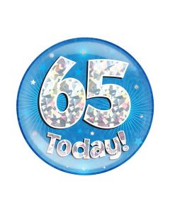 Age 65 Blue Holographic Jumbo Badge Oaktree