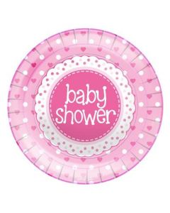 Pink Baby Shower 23cm Plates 8pk Oaktree