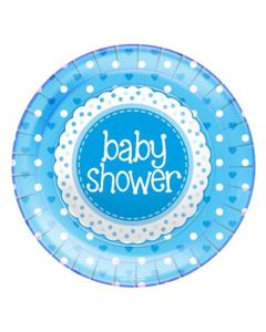 Blue Baby Shower 23cm Plates 8pk Oaktree