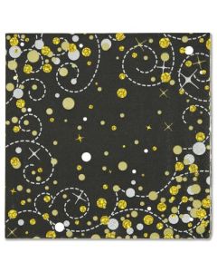 Oaktree Sparkling Fizz Black & Gold 33cm x 33cm 3-ply Napkins 16pcs - 635937