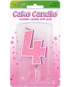 Oaktree Glitter No.4 Candle 7.5cm Pink/silver Glitter - 656246