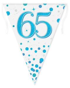Party Bunting 65th Sparkling Fizz Birthday Blue Holographic 11 flags 3.9m - 632417