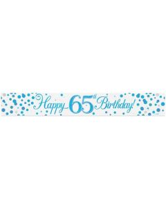 9ft Banner 65th Sparkling Fizz Birthday Blue Holographic - 625891