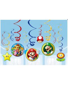 Super Mario Swirl Decorations Pk12 Amscan