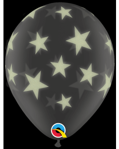 11" Clear Glow In The Dark Stars Latex Balloons 25pk Qualatex