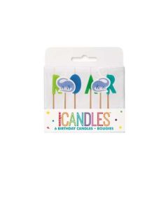 6 Dinosaur Pick Birthday Candles
