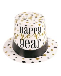 Happy New Year Top Hat Black Gold & Silver