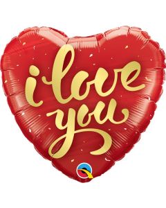 18" I Love You Gold Script Foil Balloon Qualatex
