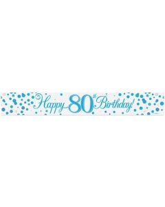 9ft Banner 80th Sparkling Fizz Birthday Blue Holographic - 625914