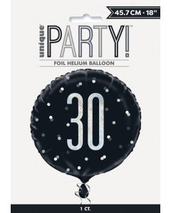 18" Pkg Glitz Black 30 Foil Balloon