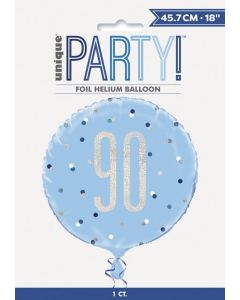 18" Age 90 Blue Round Foil Unique