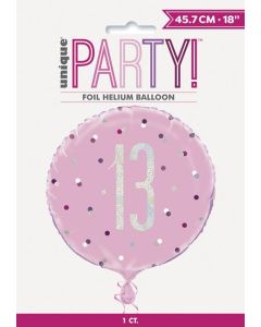 18" Pkg Glitz Pink 13 Foil Balloon