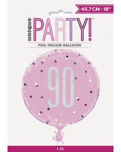 18" Age 90 Pink Round Foil Unique