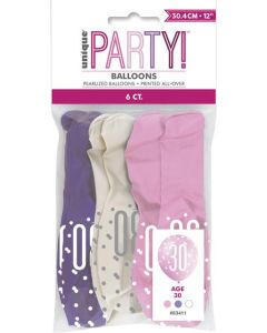 PK6 12" GLITZ PINK 30 BALLOON ASST - 83411/1