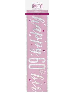 Age 60 Pink Prismatic 9' Banner Unique