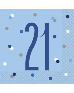 Age 21 Blue Napkins 16pk Unique