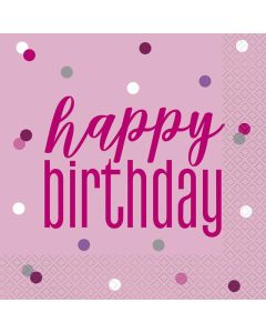 Pink Birthday Napkins 16pk Unique