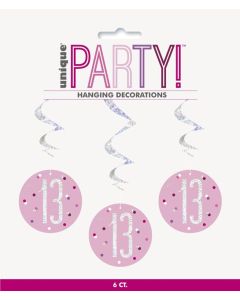 Age 13 Pink 32" Hanging Swirls 6pk Unique