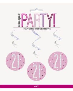 Age 21 Pink 32" Hanging Swirls 6pk Unique
