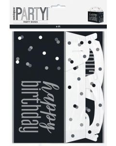 Black & Silver Birthday Take Home Container 6pk Unique