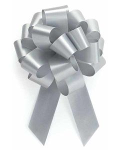 Poly Ribbon Pull Bows 50mm Silver 20pcs