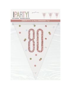 Age 80 Rose Gold 9' 9 Flag Bunting Unique