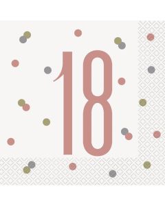 Age 18 Rose Gold Napkin 16pk Unique