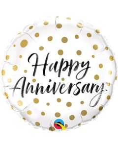 18" Happy Anniversary Gold Dots Qualatex