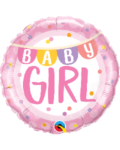 18" FOIL RND BABY GIRL BANNER & DOTS - 85851/1