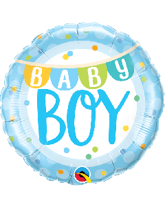 18" FOIL RND BABY BOY BANNER & DOTS - 85901/1