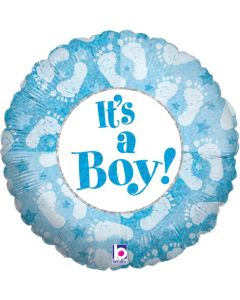 18" Foil It'S A Boy Footprints Holographic