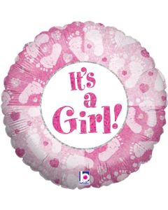 18" Foil It'S A Girl Footprints Holographic