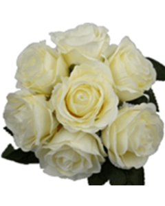 31cm Open Rose Bundle Ivory