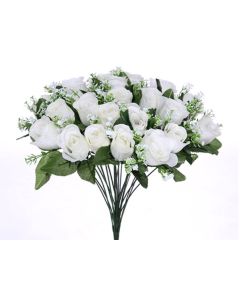 41cm ROSEBUD BUSH (24 HEADS) WITH GYP IVORY