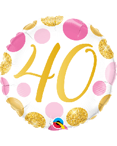 18" FOIL RND 40 PINK & GOLD DOTS - 88184/1