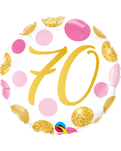 18" FOIL RND 70 PINK & GOLD DOTS - 88193/1