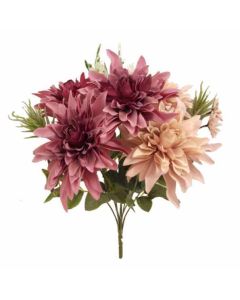 43cm Dahlia Mixed Bush with Foliage Mauve & Peach
