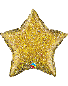 20" Gold Glitter-graphic Star Foil Balloon Unpackaged Qualatex